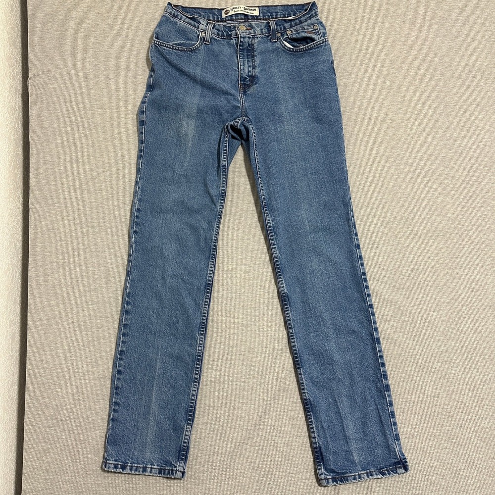Harley-Davidson Straight Leg Denim Jeans‎ Medium Wash Womens Blue Size 8L